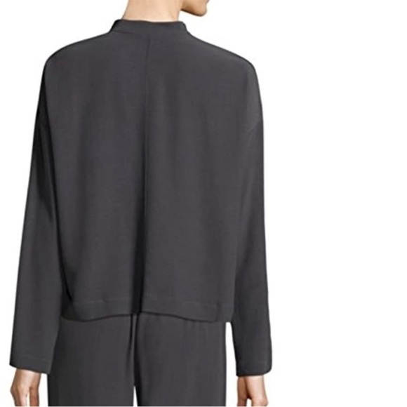 Eileen Fisher Tencel Viscose Crepe Mandarin Collar Button Front Shirt Petite Sm - Picture 2 of 14
